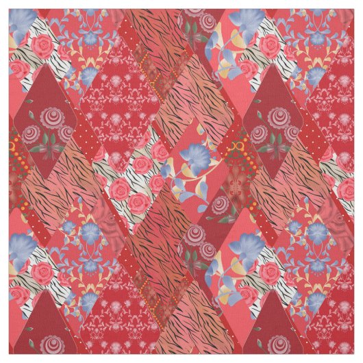 Tissu Rouge, rustique, patchwork (Échantillon)