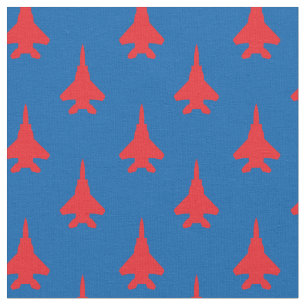 Tissu Rouge sur Bleu Grève Aigle Motif de chasse Jet