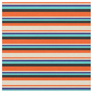 Tissu Rouge, Tan, Bleu de minuit, Turquoise et Noir