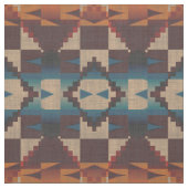 Tissu Rouge Turquoise Bleu Taupe Brown Orange (Échantillon)