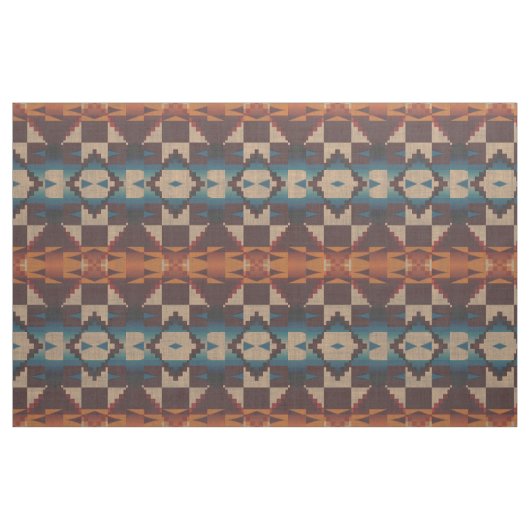 Tissu Rouge Turquoise Bleu Taupe Brown Orange (Fat Quarter)