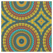 Tissu Rouge Turquoise Jaune moderne Ethnic Textile Triba (Fermer)