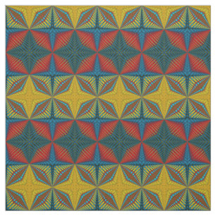 Tissu Rouge Turquoise Jaune moderne Ethnic Textile Triba