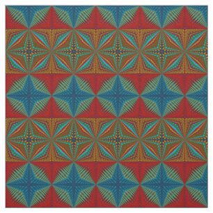 Tissu Rouge Turquoise Jaune moderne Ethnic Textile Triba