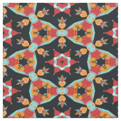 Tissu Rouge Turquoise jaune orange Mandala Star Motif (Fermer)