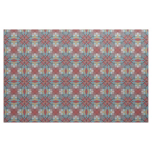Tissu Rouge Turquoise Turquoise Bleu ocre Jaune Aspect e (Fat Quarter)