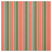 Tissu Rouge, vert foncé et rayures grises (Échantillon)