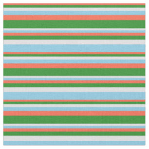 Tissu Rouge, vert forêt, lavande et bleu ciel
