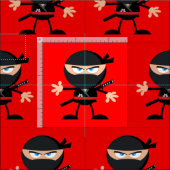 Tissu Rouge vif avec Ninjas (Carreau)