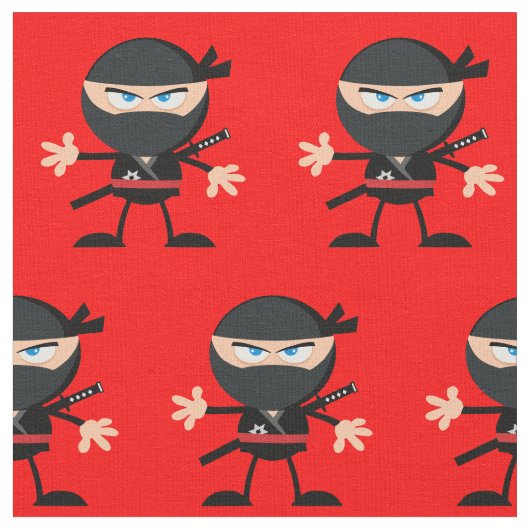 Tissu Rouge vif avec Ninjas (Fermer)