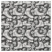 Tissu Roulettes classiques, rose, noir et blanc de (Échantillon)