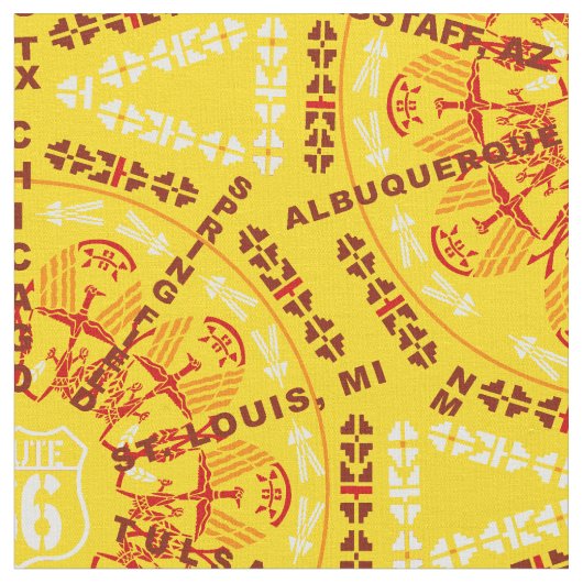 Tissu Route 66 Médaillon En Jaune Doré (Fermer)