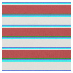 Tissu Royal Blue, Aqua, Light Cyan, Rouge & Vert Coloré