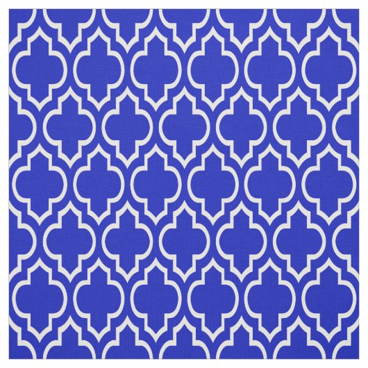 Tissu Royal Blue, Quatrefoil Marocain Blanc #7 (Échantillon)