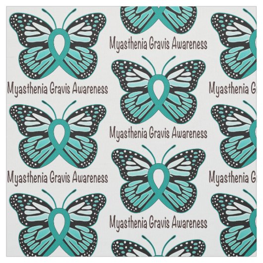 Tissu Ruban turquoise de conscience de papillon de (Échantillon)