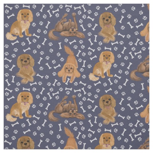 Tissu Ruby Cavalier King Charles Spaniel Fabric (Échantillon)