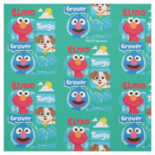 Tissu Rue Sésame Elmo, Tango, & Grover Park Graphic