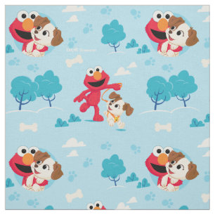 Tissu Rue Sésame Motif Elmo & Tango