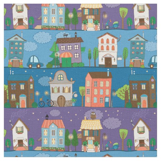 Tissu Rues de ville mignonnes (Fermer)