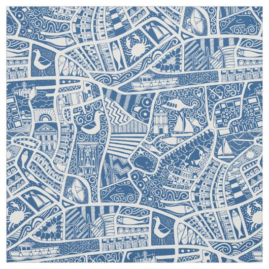 Tissu rural mer bleu (Échantillon)