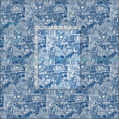 Tissu rural mer bleu (Carreau)