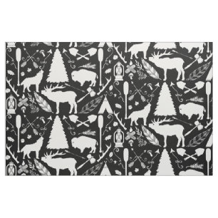 Tissu Russe Buffalo Deer Flèches loup Motif Woodland