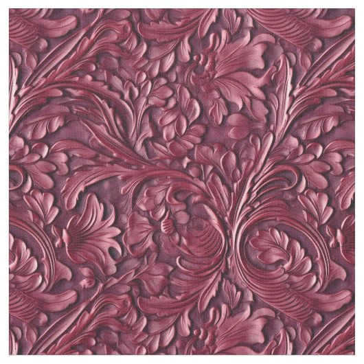 Tissu Rustic burgundy tooled leather (Fermer)