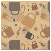 Tissu Rustic Coffee Love - Mug and Heart Motif (Fermer)