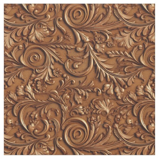Tissu Rustic saddle brown tooled leather (Fermer)