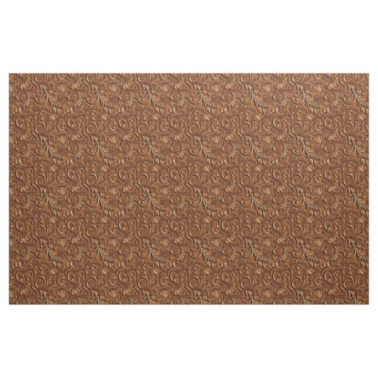 Tissu Rustic saddle brown tooled leather (Fat Quarter)