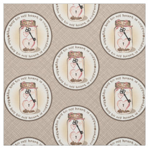 Tissu rustique de pot de maçon d'amants de café