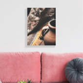 Tissu rustique et image de pot sur toile (Insitu(Salon))