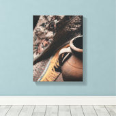 Tissu rustique et image de pot sur toile (Insitu (Plancher de Bois))