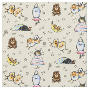Tissu Sable espiègle de Pomeranians