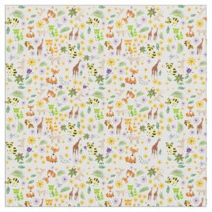 Tissu Safari coloré motif l Pépinière animale sauvage