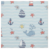 Tissu Sailboat, Wave and Whale Pattern ID1228 (Échantillon)