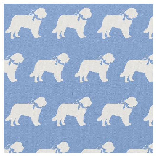 Tissu Saint Bernard Chien Silhouette Animal bleu clair (Fermer)