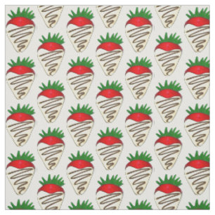 Tissu Saint-Valentin aux fraises trempées au chocolat bl