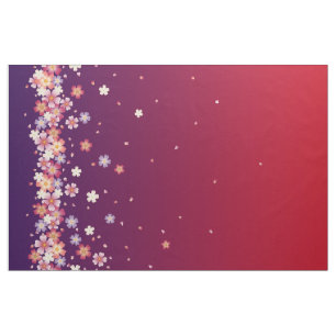 Tissu Sakura Douches Dramatique violet et rouge style Ki