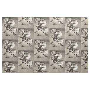 Tissu Salle de bain de Pleine lune de sorcière monochrom