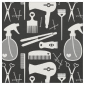 Tissu Salon Chic Rétro Noir et Blanc Outils (Fermer)