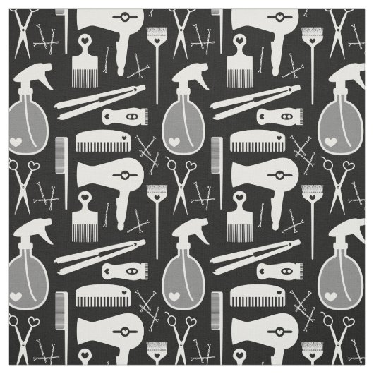 Tissu Salon Chic Rétro Noir et Blanc Outils (Échantillon)