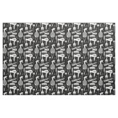 Tissu Salon Chic Rétro Noir et Blanc Outils (Fat Quarter)