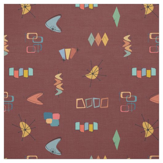 Tissu Sangria Texturée Moderne Milieu de Siècle (Échantillon)