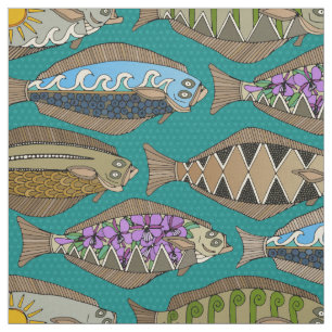 Tissu Sarcelle d'hiver d'Alaska de flétan