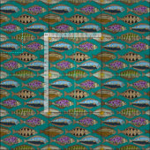 Tissu Sarcelle d'hiver d'Alaska de flétan (Carreau)