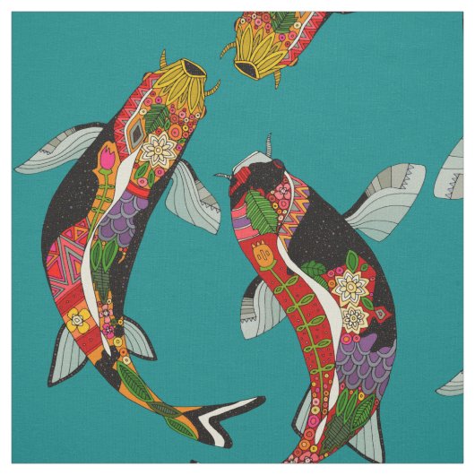 Tissu sarcelle d'hiver de koi (Échantillon)