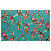 Tissu sarcelle d'hiver de koi (Fat Quarter)