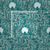 Tissu sarcelle d'hiver mono de ville de l'espace (Carreau)