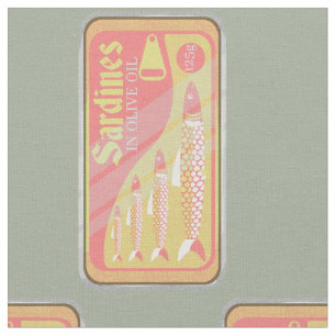 Tissu Sardines en style poster rétro
